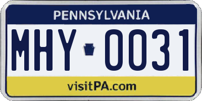 PA license plate MHY0031