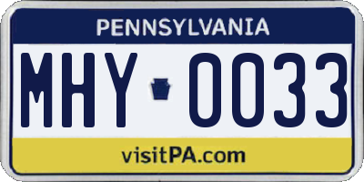 PA license plate MHY0033