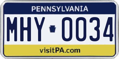 PA license plate MHY0034