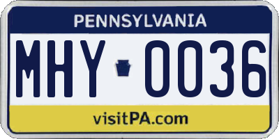 PA license plate MHY0036