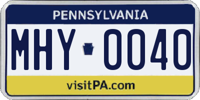 PA license plate MHY0040