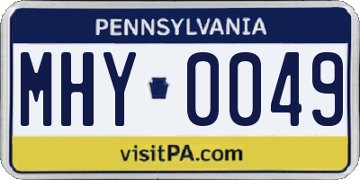 PA license plate MHY0049