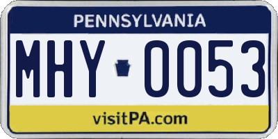 PA license plate MHY0053