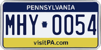 PA license plate MHY0054