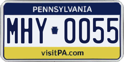 PA license plate MHY0055