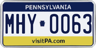 PA license plate MHY0063