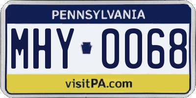 PA license plate MHY0068