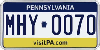 PA license plate MHY0070