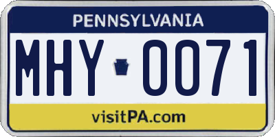 PA license plate MHY0071