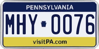 PA license plate MHY0076
