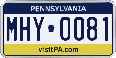 PA license plate MHY0081