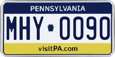 PA license plate MHY0090