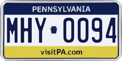 PA license plate MHY0094