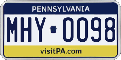 PA license plate MHY0098