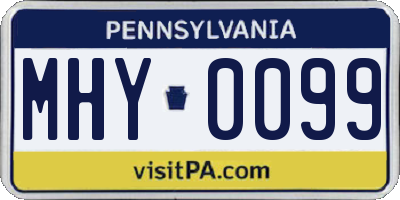 PA license plate MHY0099