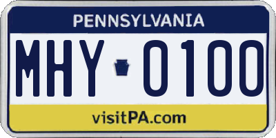 PA license plate MHY0100