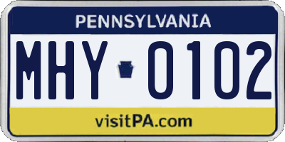 PA license plate MHY0102