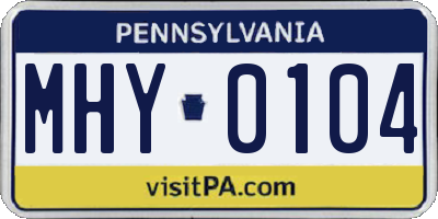PA license plate MHY0104