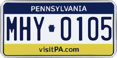 PA license plate MHY0105