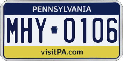 PA license plate MHY0106
