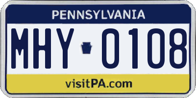 PA license plate MHY0108