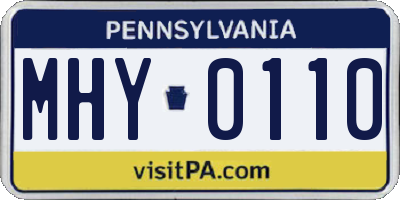 PA license plate MHY0110