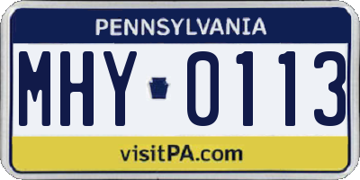 PA license plate MHY0113