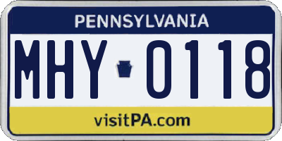 PA license plate MHY0118