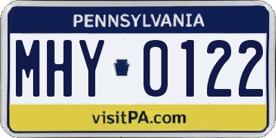 PA license plate MHY0122