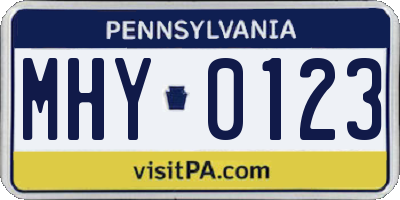 PA license plate MHY0123