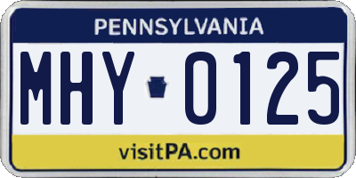 PA license plate MHY0125