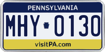 PA license plate MHY0130