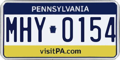 PA license plate MHY0154