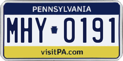 PA license plate MHY0191