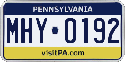 PA license plate MHY0192