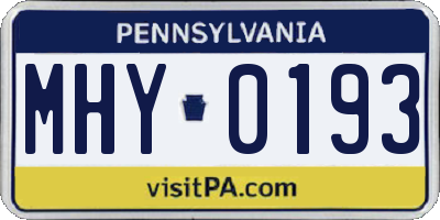 PA license plate MHY0193