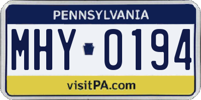 PA license plate MHY0194