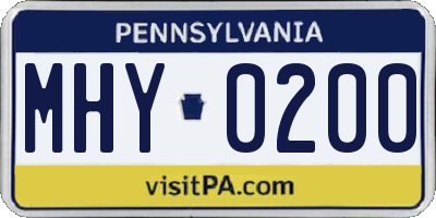 PA license plate MHY0200