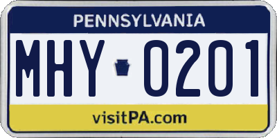 PA license plate MHY0201
