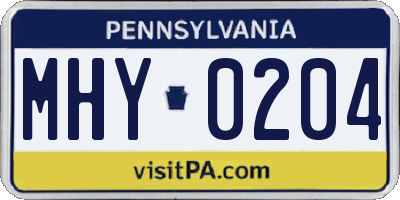 PA license plate MHY0204