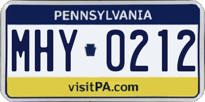 PA license plate MHY0212
