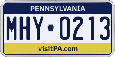 PA license plate MHY0213