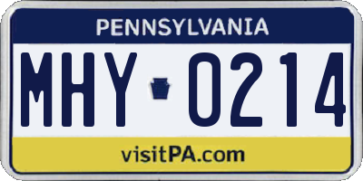 PA license plate MHY0214