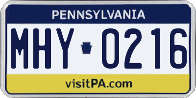 PA license plate MHY0216