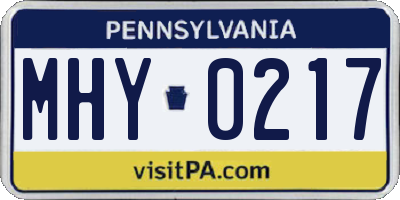 PA license plate MHY0217