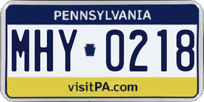 PA license plate MHY0218