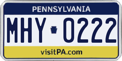 PA license plate MHY0222
