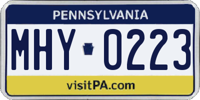 PA license plate MHY0223