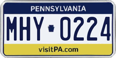 PA license plate MHY0224