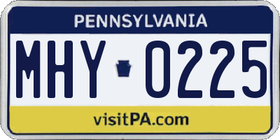 PA license plate MHY0225